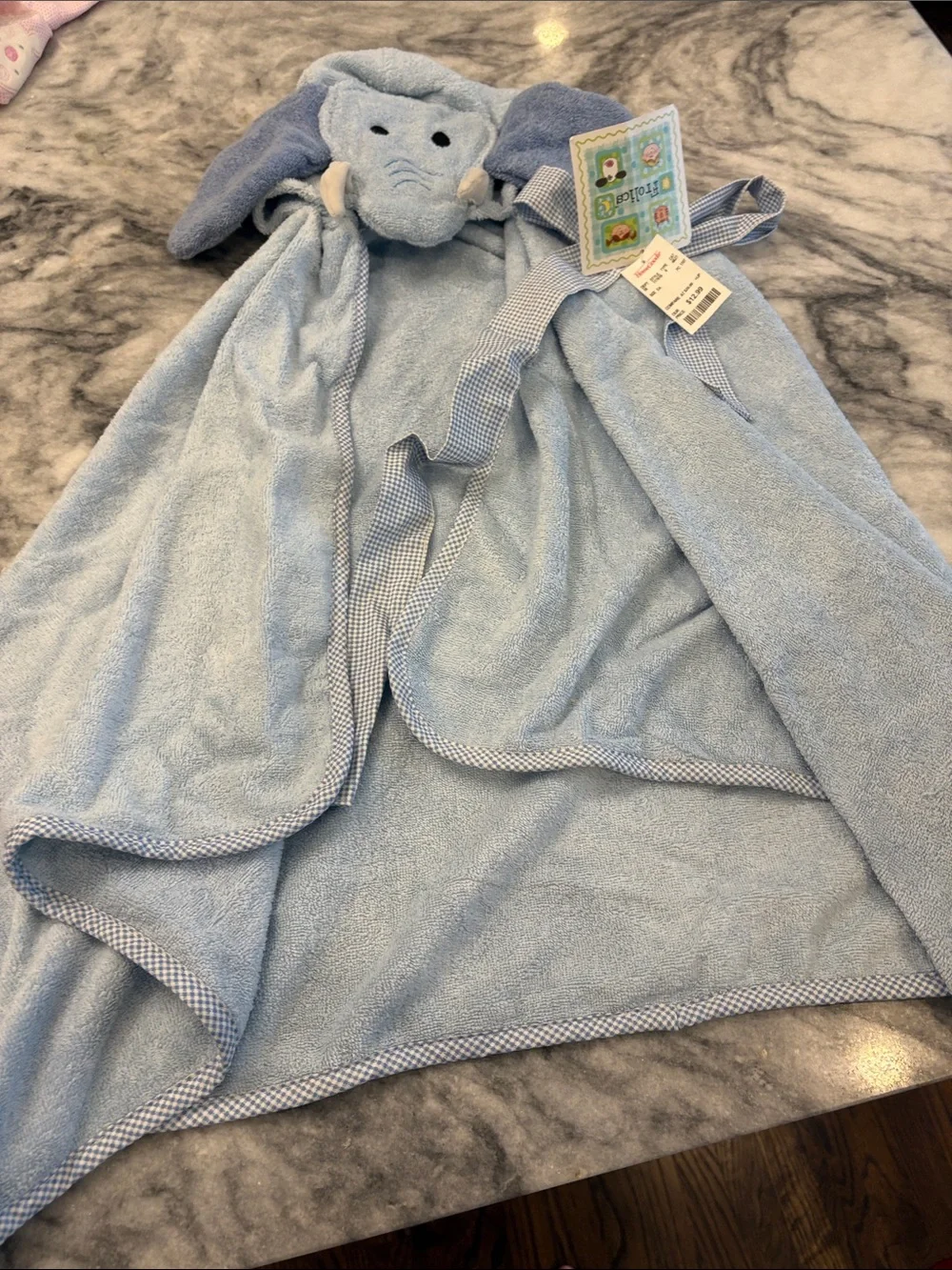 Baby/Toddler Light Blue Hooded Elephant Towel Cape